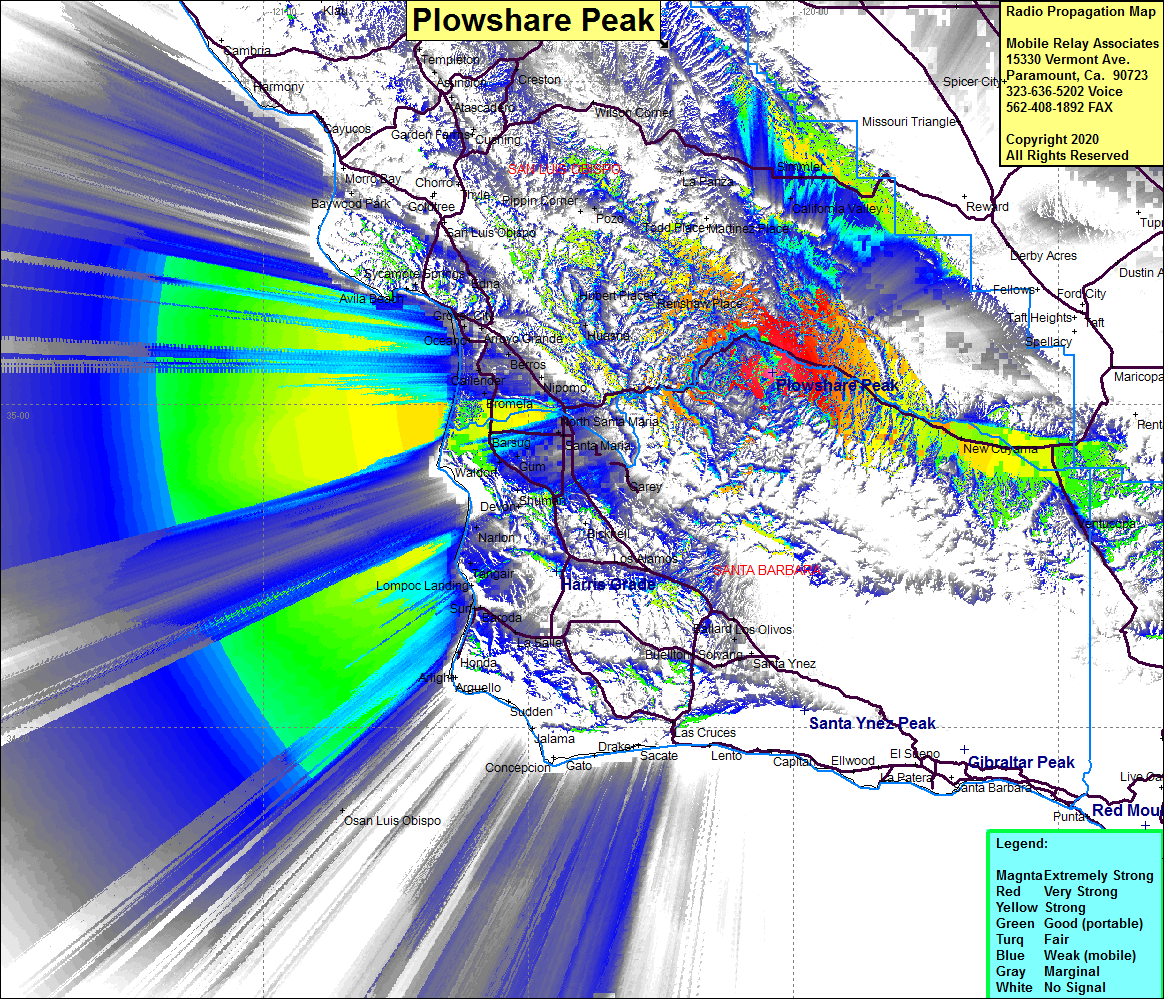 heat map radio coverage Plowshare Peak